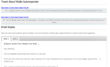 Mobile Autoresponder Provides Affiliate Swipe Content
